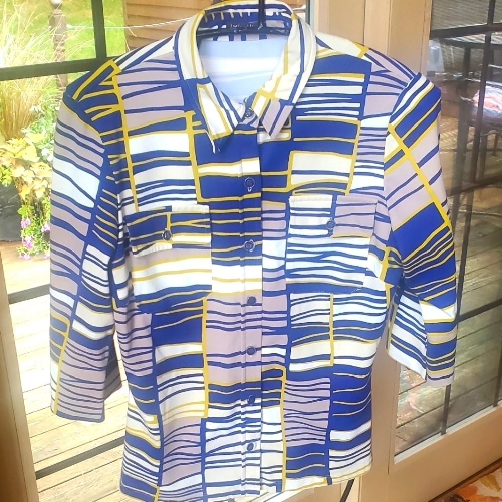 J. McLaughlin 3/4 Sleeve Button Down Sz. XS Blouse